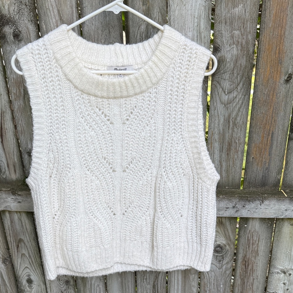 Madewell Ivory Cable Knit Sleeveless Sweater Tank - Picture 7 of 14